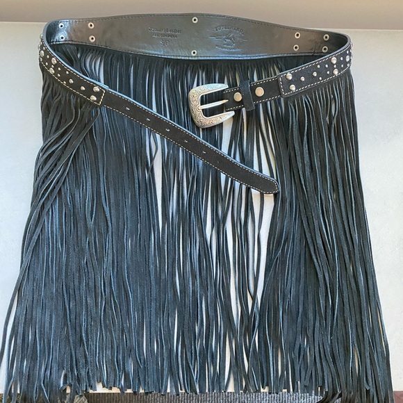 RARE Idyllwind Suede Studded Fringe Belt western rodeo festival biker leather - Picture 2 of 10